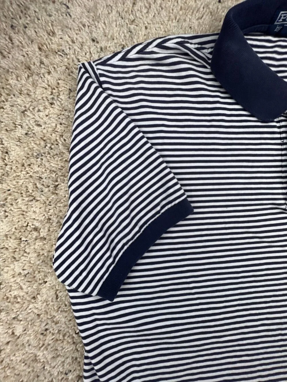 Polo Ralph Lauren SHORT SHORT Sleeve Polo Shirt Cotton Large Striped Blue White